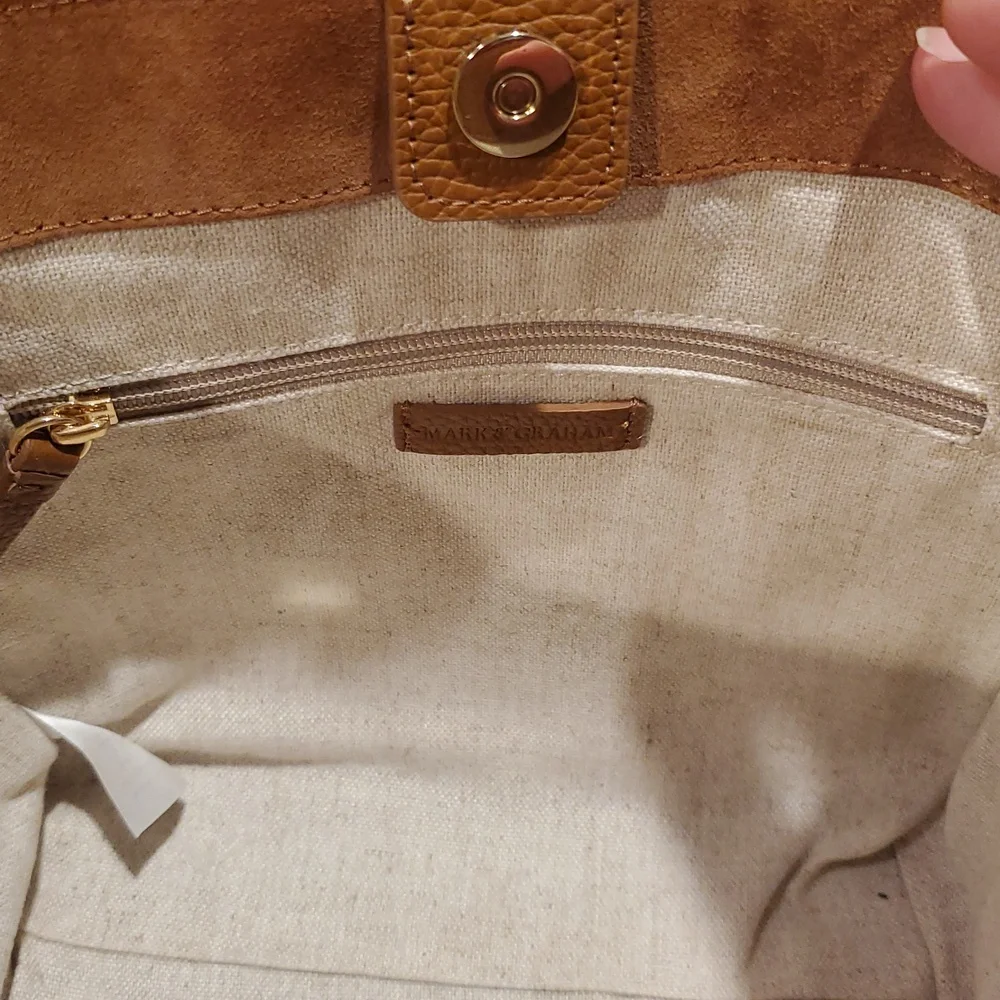 Mark & Graham caramel suede
